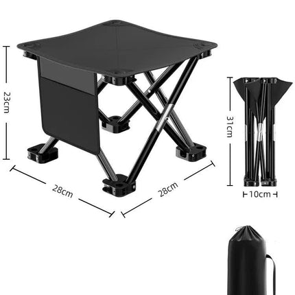 23*28cm Black Outdoor Folding Stool - Lightweight Portable Picnic Chair, Fishing Chair, Camping Seat, and Collapsible Bench for Outdoor Activities.