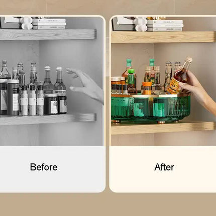 Transparent Luxury Rotating Storage Rack – Transparent Spice Organizer & Condiment Holder for Kitchen and Living Room, Desktop Rotating Tray for Efficient Storage.