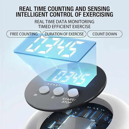 Grey 6-in-1 Multifunctional Fitness Board – Ab Wheel, Automatic Rebound, Fat Burning and Core Strengthening Home Workout Equipment.