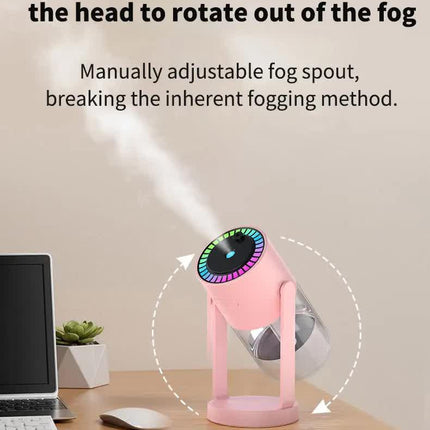 Pink Starry Sky Projection Humidifier – USB Ultrasonic Car and Home Air Humidifier, Mist Diffuser for Hydration.