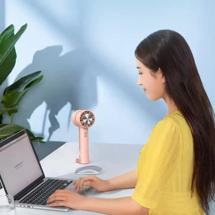 Black Outdoor Handheld Cooling Fan - Mini Macaron Portable Desk Fan with Carabiner, Ideal for Home, Travel, and Hiking.