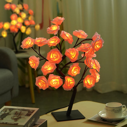 LED Rose Flower Tree Light with Detachable Base and USB Switch – Decorative Night Light for Home Décor.