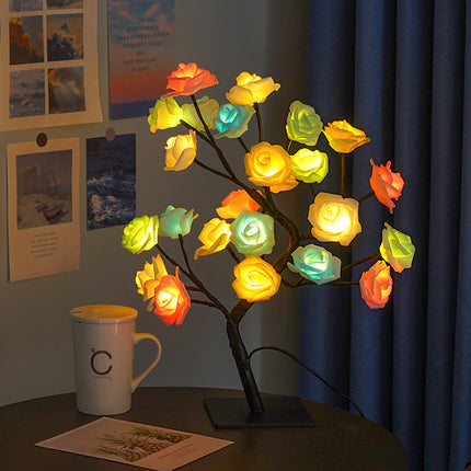 LED Rose Flower Tree Light with Detachable Base and USB Switch – Decorative Night Light for Home Décor.