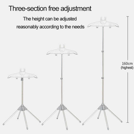 Black Adjustable Foldable Garment Steamer Stand – Independent Support for Home Use.