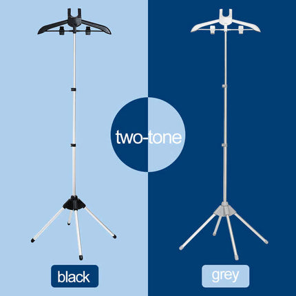 Black Adjustable Foldable Garment Steamer Stand – Independent Support for Home Use.