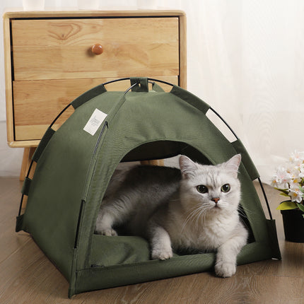 S Green Foldable Breathable Summer Pet Tent with Cooling Mat – Portable Outdoor and Indoor Pet Shelter.