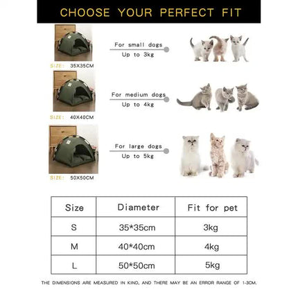 S Green Foldable Breathable Summer Pet Tent with Cooling Mat – Portable Outdoor and Indoor Pet Shelter.