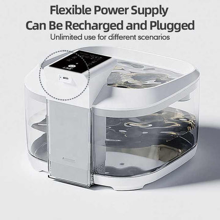 White 4.5L Rechargeable Pet Water Fountain for Cats & Dogs - Automatic Circulating Water Dispenser with Large Capacity.