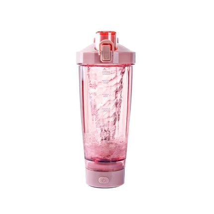 Pink Portable Electric Shaker Bottle without LED Light, 550ml Sports Protein Mixer Cup for Gym and Travel.
