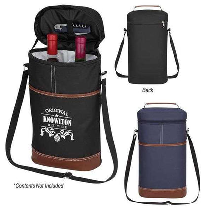 Black Portable Insulated Wine Cooler Bag – Oxford Fabric Round Tote with Thick Aluminum Lining for Wine, Champagne, and Beverages.