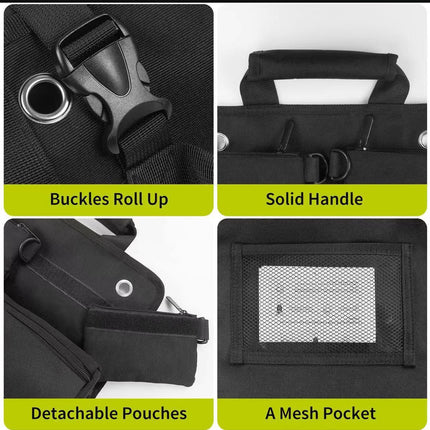 Car Tool Roll-Up Bag, Portable Electrician & Woodworking Tool Organizer, Multi-Pocket Storage.