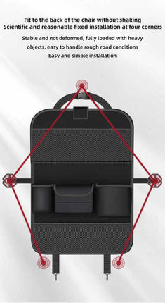 Grey Car Seat Back Organizer with Foldable Tray, Leather Backseat Storage Bag, Multi-Pocket Vehicle Organizer.