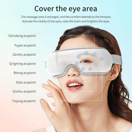 Pink Air Compression Eye Massager, Heated Eye Massager with Vibration & Bluetooth Music, Portable Eye Care Device.