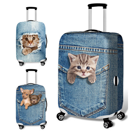 L 25-28 Inch Elastic Luggage Cover with Zipper, Travel Suitcase Protector, Scratch Resistant Luggage Cover.