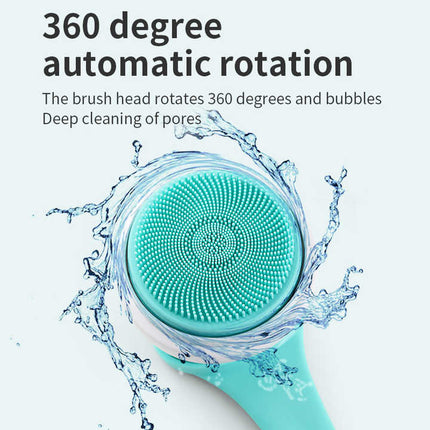 Green Electric Bath Brush & Multi-Functional Massager - Long Handle Waterproof Body Cleansing Tool.