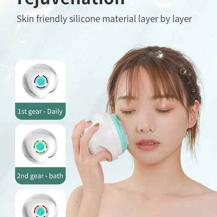 Green Electric Bath Brush & Multi-Functional Massager - Long Handle Waterproof Body Cleansing Tool.