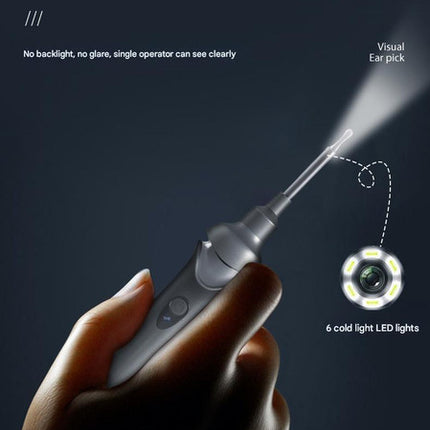 Black Rechargeable Visual Electric Ear Cleaner with LED Light - Safe and Effective Ear Wax Removal Tool for Adults and Children.