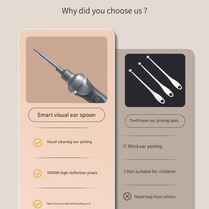 Black Rechargeable Visual Electric Ear Cleaner with LED Light - Safe and Effective Ear Wax Removal Tool for Adults and Children.