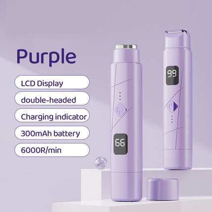 Purple Portable Wireless Electric Hair Remover – Dual-Head Rechargeable Mini Shaver for Women’s Sensitive Areas.