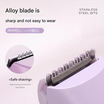 Purple Portable Wireless Electric Hair Remover – Dual-Head Rechargeable Mini Shaver for Women’s Sensitive Areas.