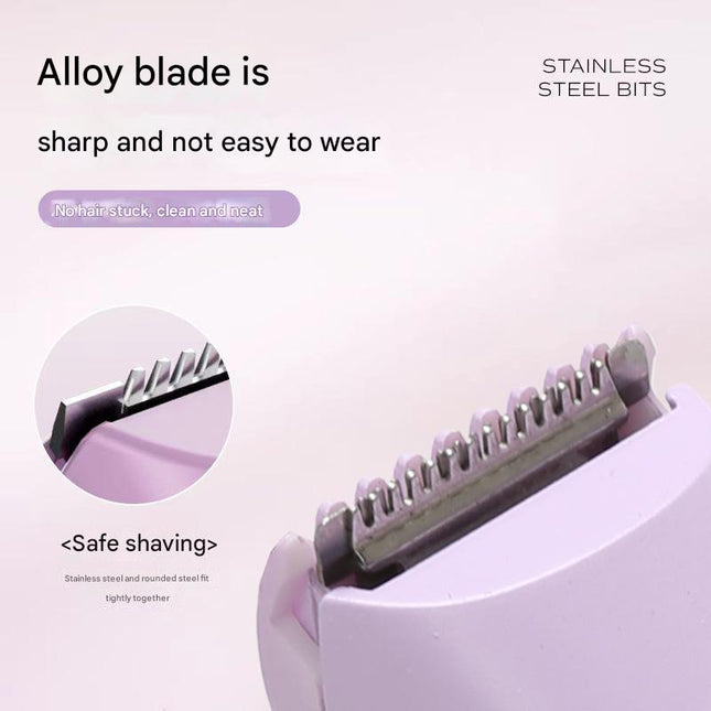 Purple Portable Wireless Electric Hair Remover – Dual-Head Rechargeable Mini Shaver for Women’s Sensitive Areas.