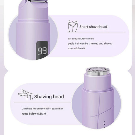 Purple Portable Wireless Electric Hair Remover – Dual-Head Rechargeable Mini Shaver for Women’s Sensitive Areas.