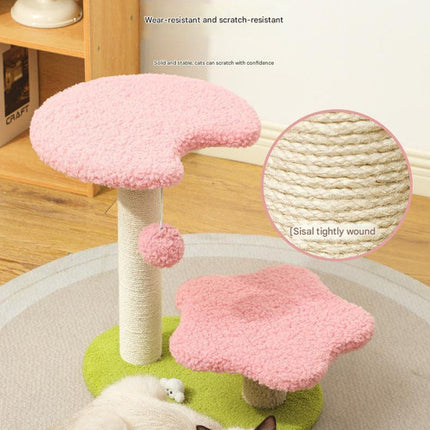 Blue Compact Cat Climbing Frame with Dual-Level Sisal Posts and Playful Design - Perfect for Scratching and Jumping.