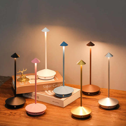 White Modern Minimalist Aluminum LED Mushroom Night Light - Creative Bedside Atmosphere Lamp for Dining Room and Bedroom.