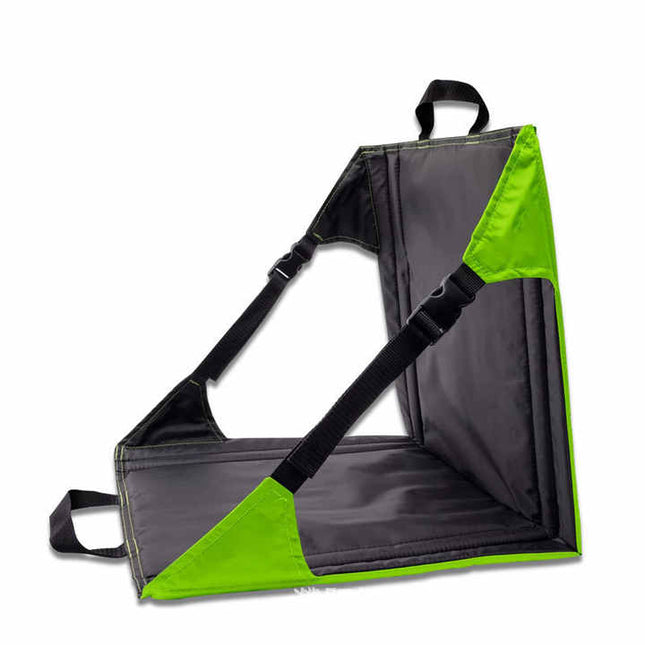 Green And Black Portable Outdoor Camping Seat Pad with Backrest, Foldable & Waterproof Concert Cushion, 600D Oxford Fabric, Ideal for Hiking & Picnics.