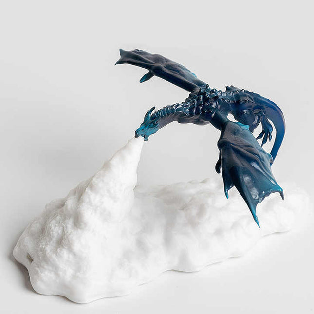 Blue Ice Dragon 3D Printed LED Dragon Flame Night Light - Unique Decorative Lamp for Desk, Bedroom & Gift Ideas.