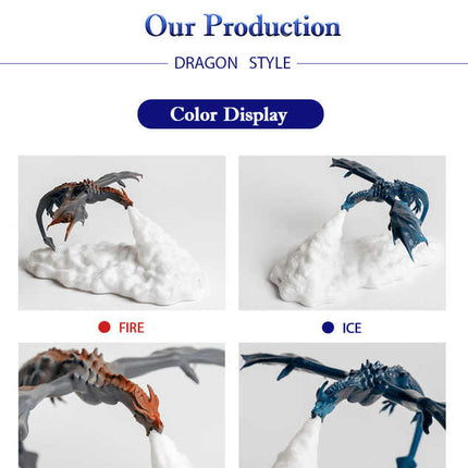 Blue Ice Dragon 3D Printed LED Dragon Flame Night Light - Unique Decorative Lamp for Desk, Bedroom & Gift Ideas.