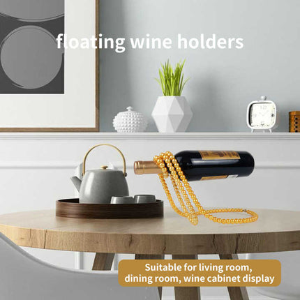 White Modern Floating Pearl Wine Bottle Holder - Elegant Home Decor, Unique Kitchen Accessory for Dining, Bar, and Living Room.