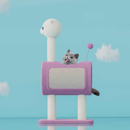 Green Dinosaur-Theme Cat Tree with Tunnel - Multi-Functional Cat Scratching Post and Playhouse.