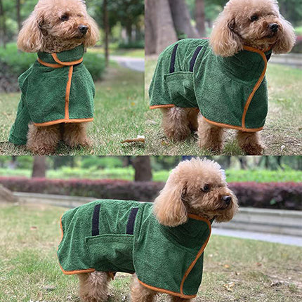 L Grey Pet Dog Quick-Dry Bathrobe - Absorbent Towel Robe for Medium and Large Dogs.