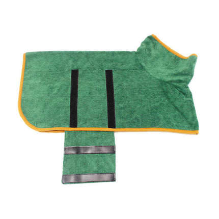 L Grey Pet Dog Quick-Dry Bathrobe - Absorbent Towel Robe for Medium and Large Dogs.