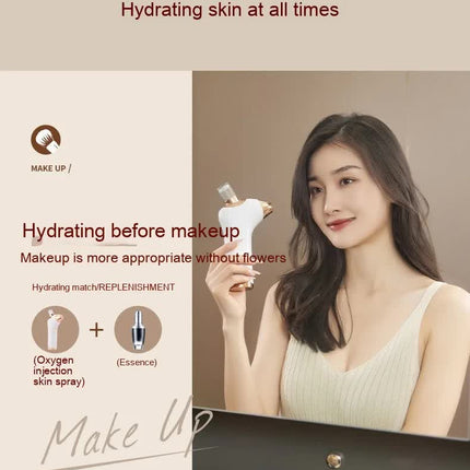 White Portable Oxygen Injector for Face Hydration and Skin Rejuvenation, 40ml USB Rechargeable Atomizer.