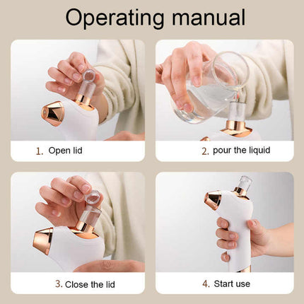 Pink Portable Oxygen Injector for Face Hydration and Skin Rejuvenation, 40ml USB Rechargeable Atomizer.