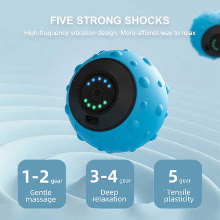 Black Vibrating Massage Ball - Deep Tissue Muscle Relaxation & Recovery Tool - Portable Electric Massager with USB Rechargeable Design.