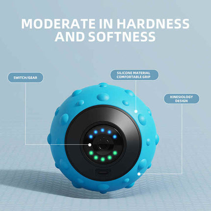 Black Vibrating Massage Ball - Deep Tissue Muscle Relaxation & Recovery Tool - Portable Electric Massager with USB Rechargeable Design.