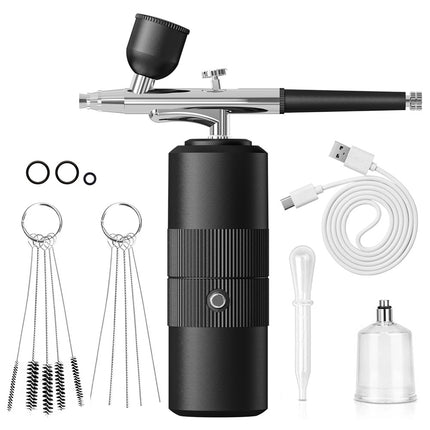 Black Portable Oxygen Infusion Nano Spray Facial Beauty Instrument - High Pressure Needle-Free Skin Care Mist Sprayer.