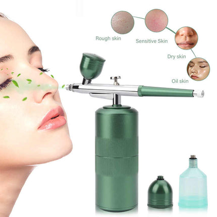 Black Portable Oxygen Infusion Nano Spray Facial Beauty Instrument - High Pressure Needle-Free Skin Care Mist Sprayer.