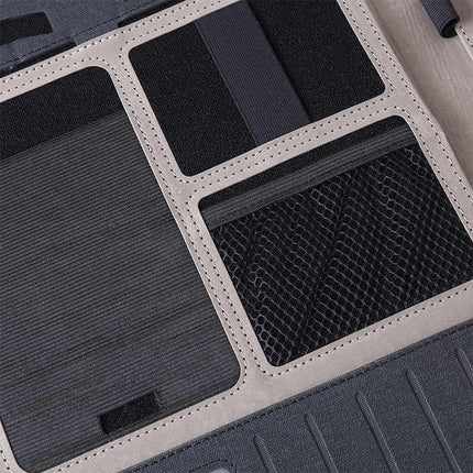Black A4 Leather Multi-Functional Business Document Folder with Card Slots - Contract File Organizer.