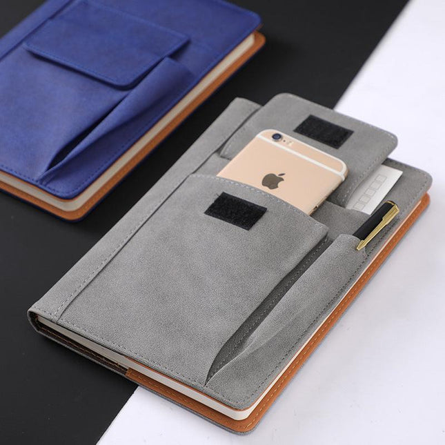 Blue A5 Multi-Functional PU Leather Notebook with Pockets – Office Planner and Journal.