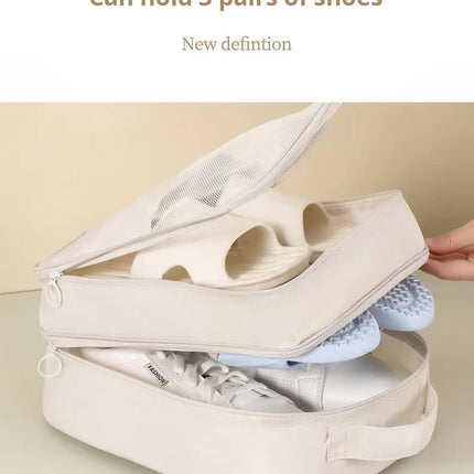 2 Pcs Pink Waterproof Foldable Travel Shoe Storage Bag, Three-Layer Design Shoe Organizer, Portable Shoe Pouch for Trips.
