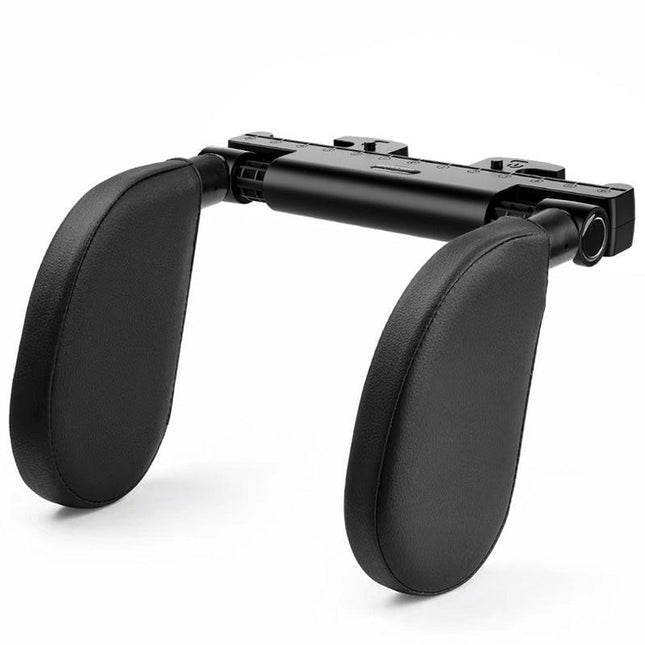 Black Adjustable 3D Memory Foam Car Seat Headrest with Side Support, Universal Neck Pillow for Travel Comfort.