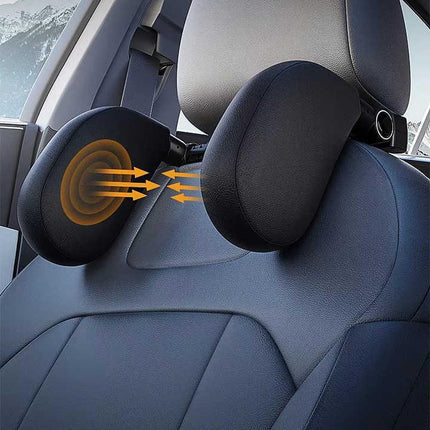 Black Adjustable 3D Memory Foam Car Seat Headrest with Side Support, Universal Neck Pillow for Travel Comfort.