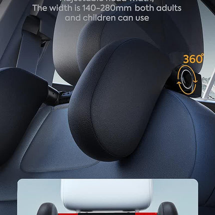 Black Adjustable 3D Memory Foam Car Seat Headrest with Side Support, Universal Neck Pillow for Travel Comfort.