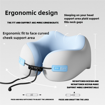 Green Portable U-Shaped Memory Foam Travel Pillow - Ergonomic Neck Support for Airplane, Car, Office - Lightweight & Compact with Storage Box.