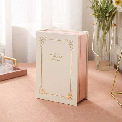Beige Creative PU Jewelry Storage Book - Magnetic Closure Organizer for Earrings, Rings, and Necklaces(The Jewelry is a prop for the photo shoot and is not included).