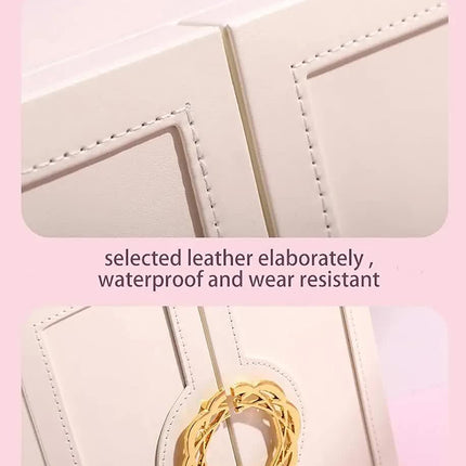 Pink Elegant 5-Layer Large Capacity Jewelry Storage Box with Dual Opening Doors - Perfect for Organizing Necklaces, Rings, Earrings, and More(Jewelry is a photo prop and is not included).